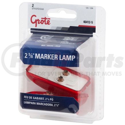 Grote 46412-5 CLR/MARKER LAMP, RED, SLD SNGL BULB, RETAIL PK