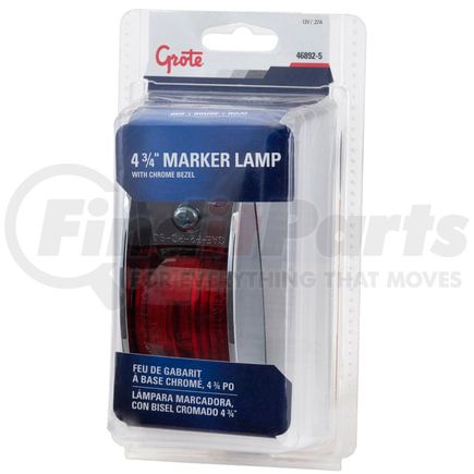 Grote 46892-5 Chrome-Armored Clearance Marker Lights, Red