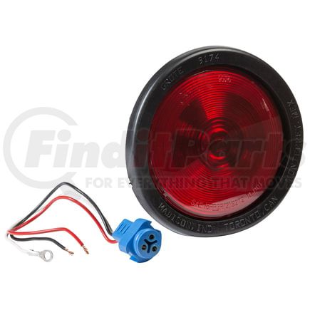 Grote 53112 Torsion Mount II 4" Stop Tail Turn Lights, Male Pin, Red Kit (53102 + 91740 + 67002)