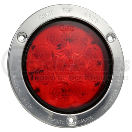 Grote 53302 SuperNova LED Stop Tail Turn Light - Red, 4", 10 Diode, SS Theft-Resistant Flange