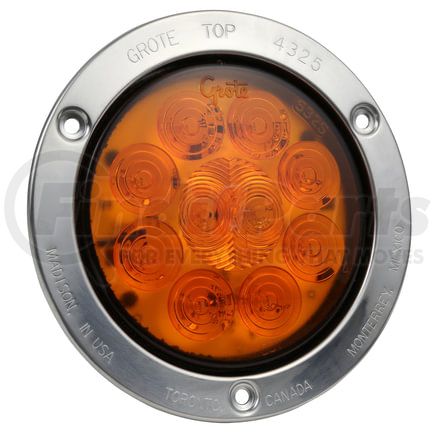 Grote 53303 SuperNova LED Stop Tail Turn Light - Yellow, 4", 10 Diode, Theft-Resistant Flange, AUX Turn