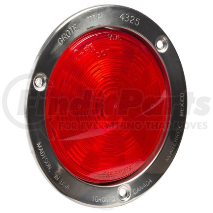 Grote 54492-3 STT, RED, 4", ML PIN, w/ SS MNT FLNG, LED, BULK