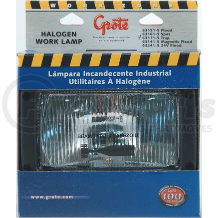 Grote 631715 CLR, TRAP, RECT HALOGEN WORK, RETAIL PACK