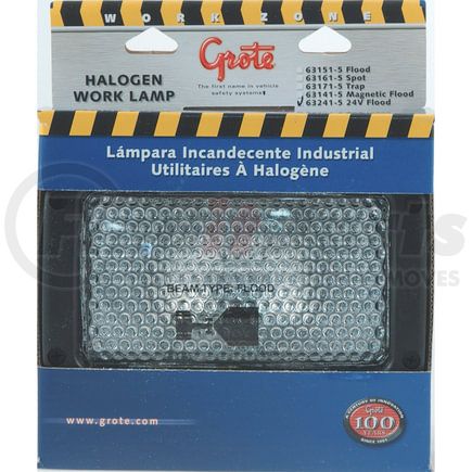 Grote 632415 CLR, FLOOD, 24V RECT, HALOGEN WRK, RETAIL PK