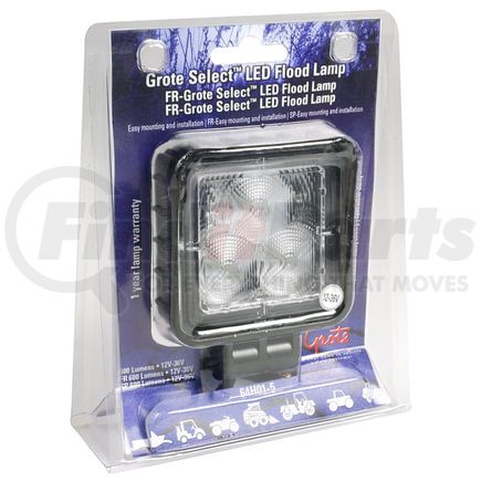 Grote 64H01-5 CLEAR, LED SQUARE WORK LAMP, RETAIL PACK