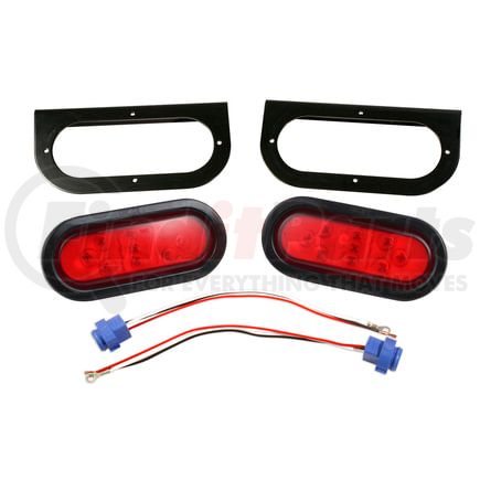 Grote 65390-5 Stop Tail Turn Kit - Red Lens, Black Housing, 12V, Oval, Submersible