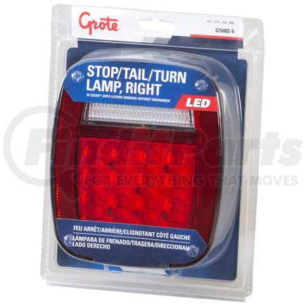 Grote G50825 Stop/Tail/Turn Light - Hi Count LED, Red, 3-Stud, Right-Hand, 12V, Blunt Cut