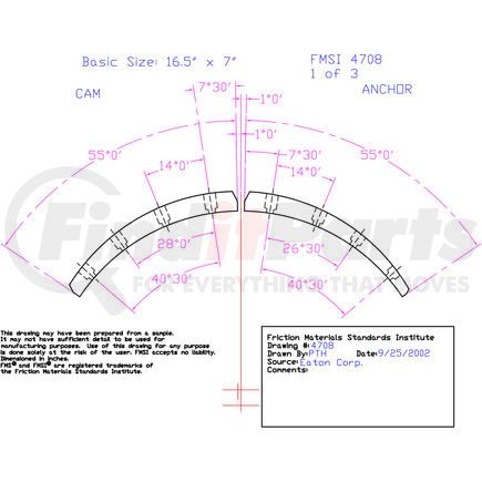Abex SDA4708D-B47 Drum Brake Shoe Lining