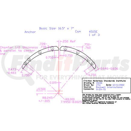 Abex SMC4515EDBLK Drum Brake Shoe Lining