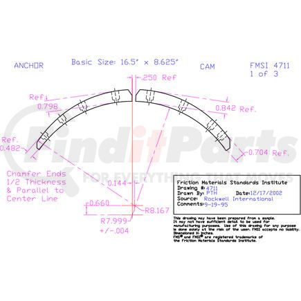 Abex AN4711D-S70 Drum Brake Shoe Lining