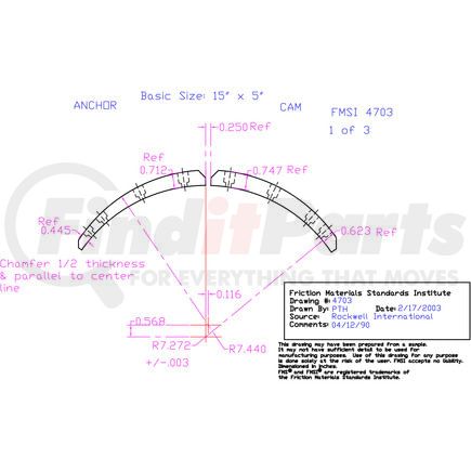 Abex EL4703D-S4D Drum Brake Shoe Lining