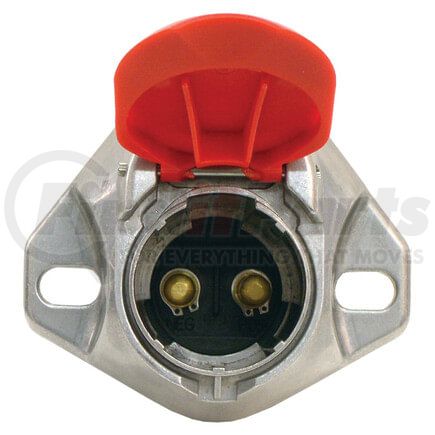 Tectran 670-22 Dual Pole Horizontal Socket - Bull Nose, Red Lid, with 4GA Copper Plugs
