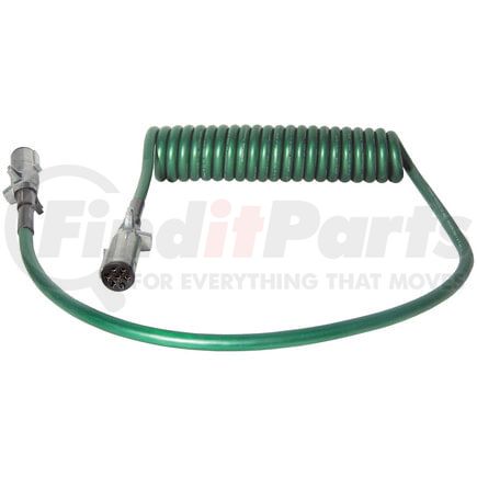 Tectran 7ATG242MW Trailer Power Cable - 12 ft., 7-Way, Powercoil, ABS, Green, with WeatherSeal