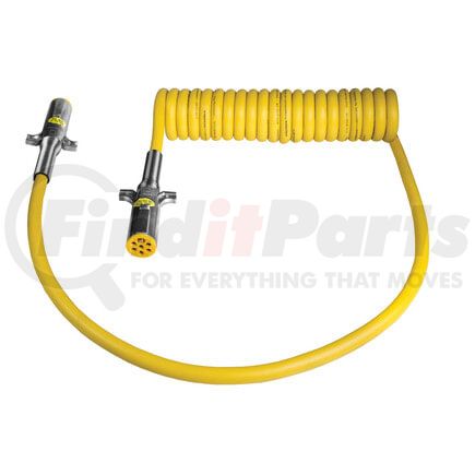 Tectran 7ATG512EG Trailer Power Cable - 15, ft. 7-Way, Powercoil, Auxiliary, Yellow, Spring Guards