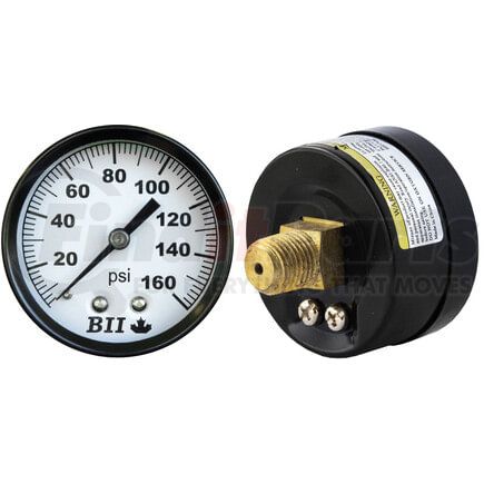 Tectran 80G20CB16 Brake Pressure Gauge - Center Mount, 2 in. diameter, 0 - 160 psi