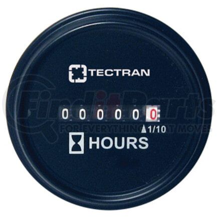 Tectran 95-6301 Hour Meter Gauge - Black Bezel, Round Snap On Style, 10-80 VDC