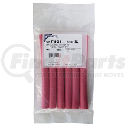 Tectran ST08-05-6 Heat Shrink Tubing - 8-4 Gauge, Red, 6 inches, Dual Wall