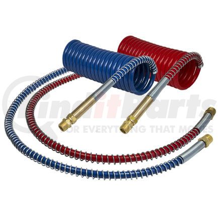 Tectran 17215-40H Air Brake Hose Assembly - 15 ft., Coil, Red and Blue, Industry Grade, with Brass Handle