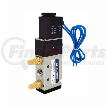 Tectran 29-SS4 Air Brake Solenoid Valve - 12V, 4-Way, with Manual Override and Breathers