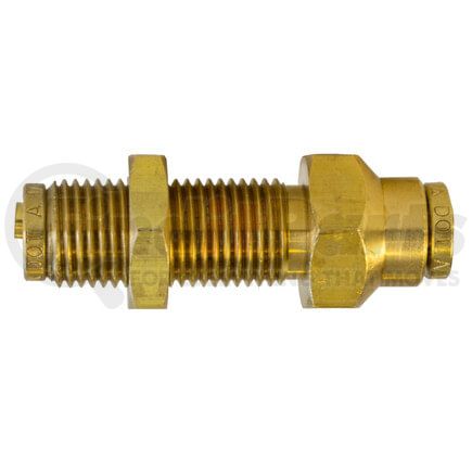 Tectran PL1377-4 Air Brake Air Line Union - Brass, 1/4 in. Tube Size, Push-Lock, Bulkhead