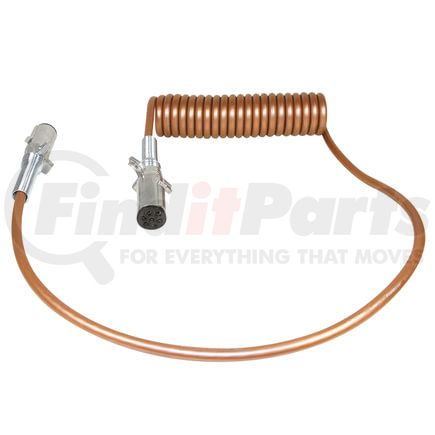 Tectran 7MTY512MG Trailer Power Cable - 15 ft., 7-Way, Powercoil, Medium Duty, Bronze, with Spring Guards