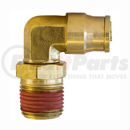 Tectran PL1369-6C DOT 90-Deg Male Elbow Push-Lock Swivel Brass Fitting, 3/8" Tube Size, 3/8" Pipe Thread