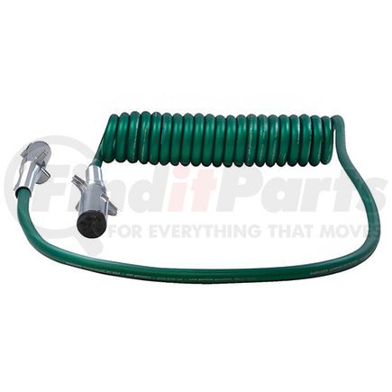 Tectran 37039 Trailer Power Cable - 15 ft., 7-Way, Powercoil, ABS, Green, with Spring Guards