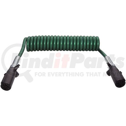 Tectran 37262 Trailer Power Cable - 15 ft., 7-Way, Powercoil, ABS, Green, with Poly Plugs