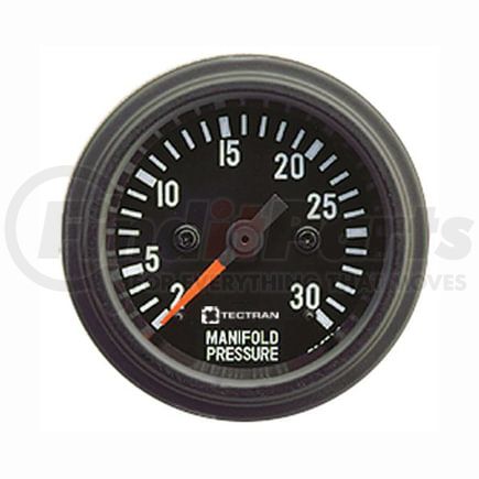 Tectran 95-2301 Manifold Pressure Gauge - Black Bezel, 2-30 2-30 psi, Red-Orange, Mechanical