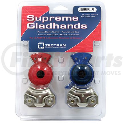 Tectran 16065 Gladhand - Powder Coated, (1) Emergency and (1) Service, with Filter and Seal