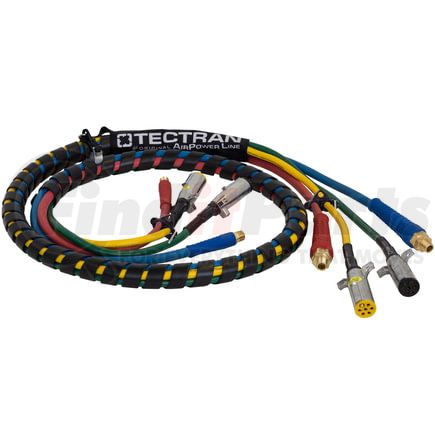 Tectran 13A1202 Air Brake Hose and Power Cable Assembly - 12 ft., 4-in-1 Auxiliary, Red and Blue Hose