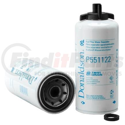 Donaldson P551122 Twist&Drain Fuel Filter - 9.03" Water Separator Type, Spin-On Style, Composite Media Type