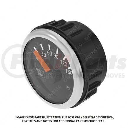 Freightliner A22-63871-002 Air Pressure Gauge - Tractor Application, Stainless Steel, PSI