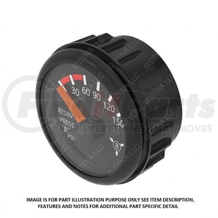 Freightliner A22-63874-000 Air Pressure Gauge - Reservoir B Pressure, Black, PSI