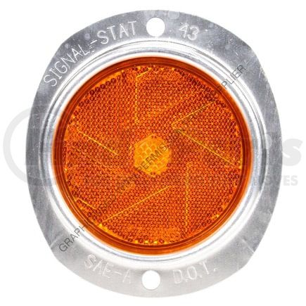 Freightliner SIG 43A Reflector - Round, Yellow, Reflector, Silver Aluminum, 2 Screw Or Bracket