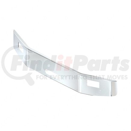 Freightliner 21-27843-038 Bumper - 14 Inch Swept Back, Raised, Aluminum, Polished, License Plate, Lights