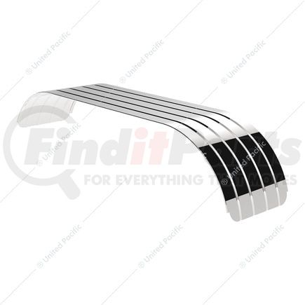 United Pacific 11033 120" 430 Stainless Steel SR Series Beaded Edge Ribbed Full Fender, 60" Spread, Pair