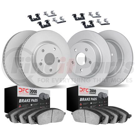 Dynamic Friction Company 4314-76072 GEOSPEC Coated Rotors with 3000 Ceramic Brake Pads and Hardware Kit
