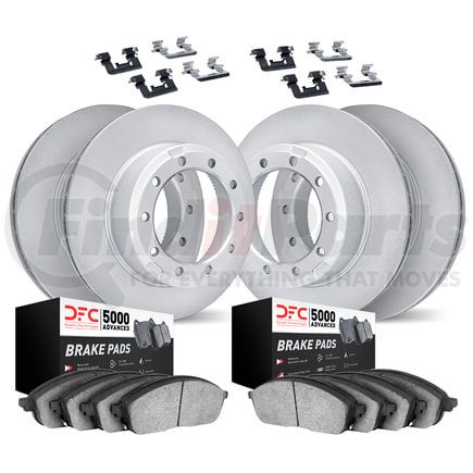 Dynamic Friction Company 4514-54045 GEOSPEC Coated Rotors w/5000 Brake Pads - Semi Metallic & HW Kit