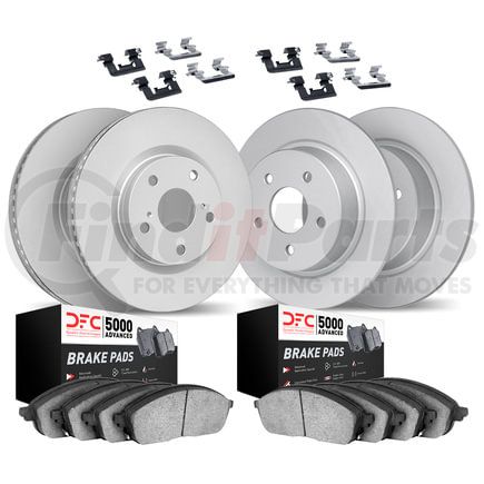 Dynamic Friction Company 4514-63038 GEOSPEC Coated Rotors w/5000 Brake Pads - Low Metallic & HW Kit