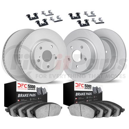 Dynamic Friction Company 4514-76012 GEOSPEC Coated Rotors with 5000 Brake Pads - Ceramic and Hardware
