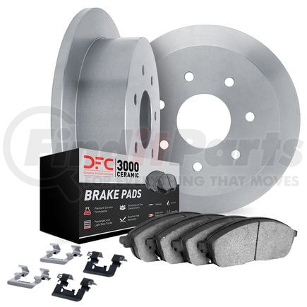 Dynamic Friction Company 6312-54121 Brake Rotor with 3000 Ceramic Brake Pads and Hardware