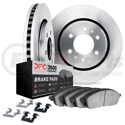 Dynamic Friction Company 6312-67111 Brake Rotor with 3000 Ceramic Brake Pads and Hardware