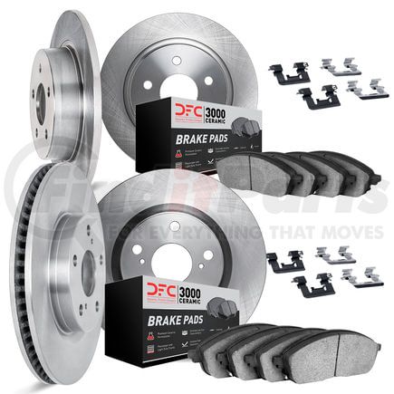 Dynamic Friction Company 6314-13023 Brake Rotor with 3000 Ceramic Brake Pads and Hardware Kit