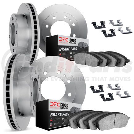 Dynamic Friction Company 6314-54031 Brake Rotor with 3000 Ceramic Brake Pads and Hardware Kit