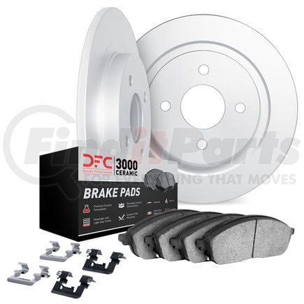 Dynamic Friction Company 6312-03036 Brake Rotor with 3000 Ceramic Brake Pads and Hardware