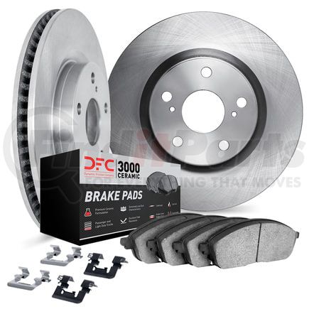 Dynamic Friction Company 6312-13055 Brake Rotor with 3000 Ceramic Brake Pads and Hardware