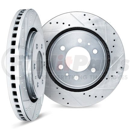 Dynamic Friction Company 7002-54181 Brake Rotors - Drilled & Slotted - Silver