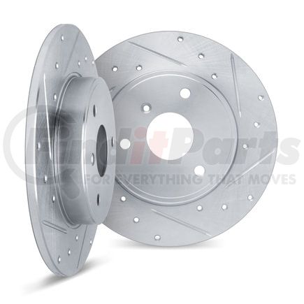Dynamic Friction Company 7002-63079 Brake Rotors - Drilled & Slotted - Silver