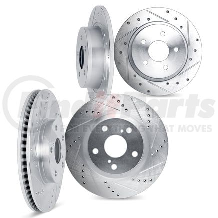 Dynamic Friction Company 7004-42043 Brake Rotors - Drilled & Slotted - Silver